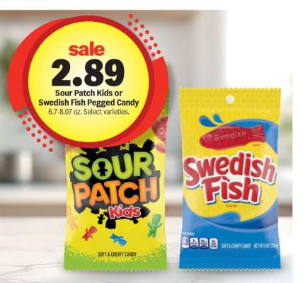 Sour Patch Kids or Swedish Fish Pegged Candy