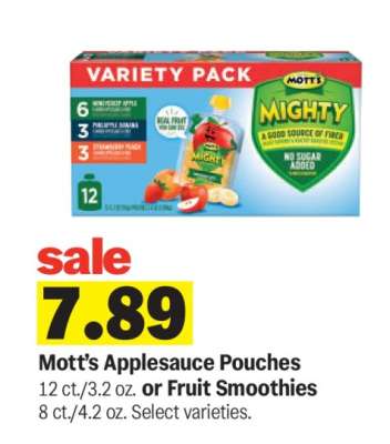 Mott's Applesauce Pouches or Fruit Smoothies
