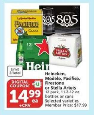 Heineken, Modelo, Pacifico, Firestone or Stella Artois