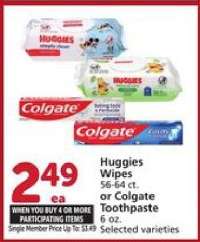 Huggies Wipes or Colgate Toothpaste