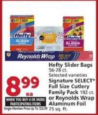 Hefty Slider Bags / Signature SELECT Full Size Cutlery Family Pack / Reynolds Wrap Aluminum Foil