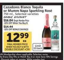 Cazadores Blanco Tequila or Mumm Napa Sparkling Rosé