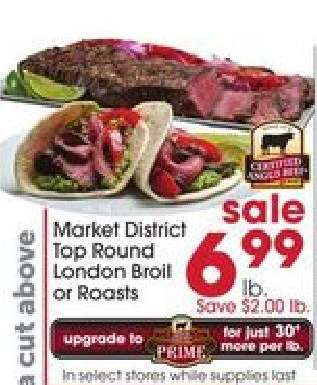 Market District Top Round London Broil or Roasts