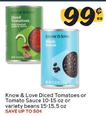 Know & Love Diced Tomatoes or Tomato Sauce