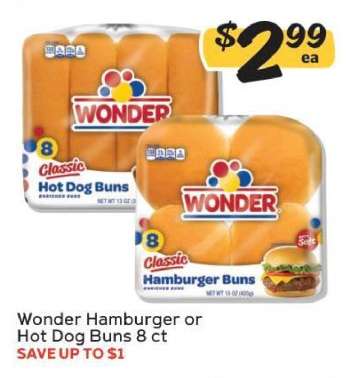Wonder Hamburger or Hot Dog Buns