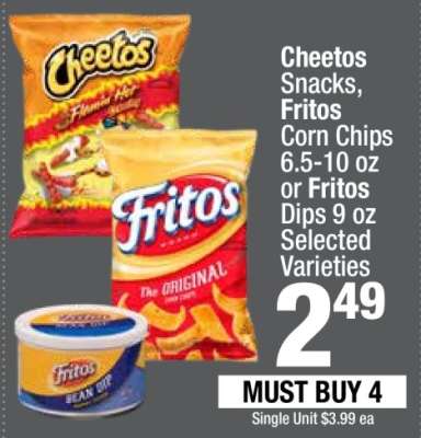 Cheetos Snacks, Fritos Corn Chips or Fritos Dips