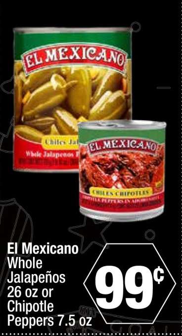 El Mexicano Whole Jalapeños or Chipotle Peppers