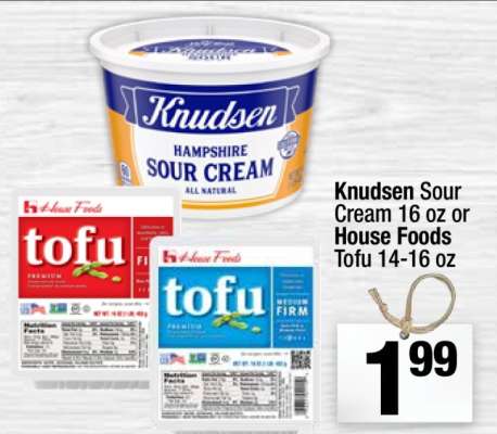 Knudsen Sour Cream 16 oz or House Foods Tofu 14-16 oz