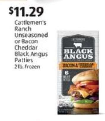 Cattlemen's Ranch Unseasoned or Bacon Cheddar Black Angus Patties