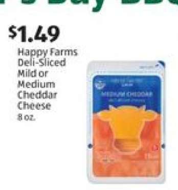Happy Farms Deli-Sliced Mild or Medium Cheddar Cheese