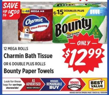 Charmin Bath Tissue or Bounty Paper Towels