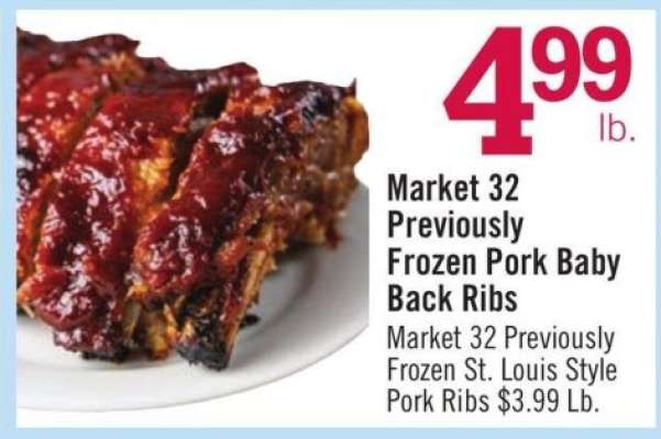 Market 32 Previously Frozen Pork Baby Back Ribs