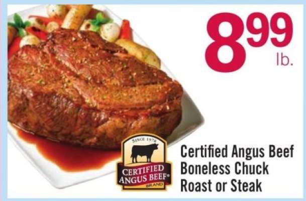 Certified Angus Beef Boneless Chuck Roast or Steak