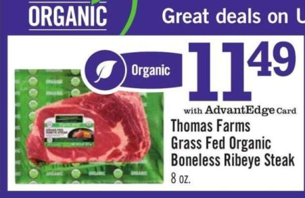Thomas Farms Grass Fed Organic Boneless Ribeye Steak