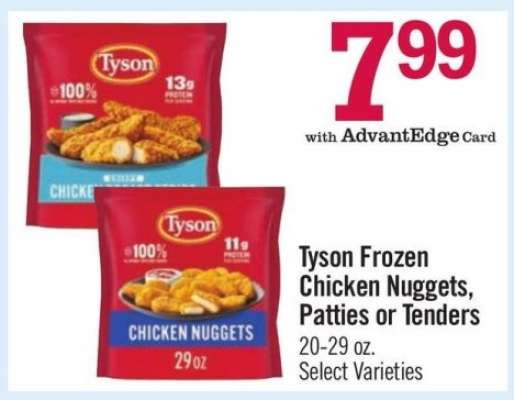 Tyson Frozen Chicken Nuggets, Patties or Tenders