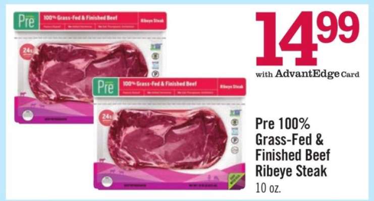 Pre 100% Grass-Fed & Finished Beef Ribeye Steak