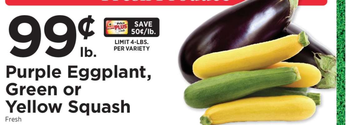 Purple Eggplant, Green or Yellow Squash