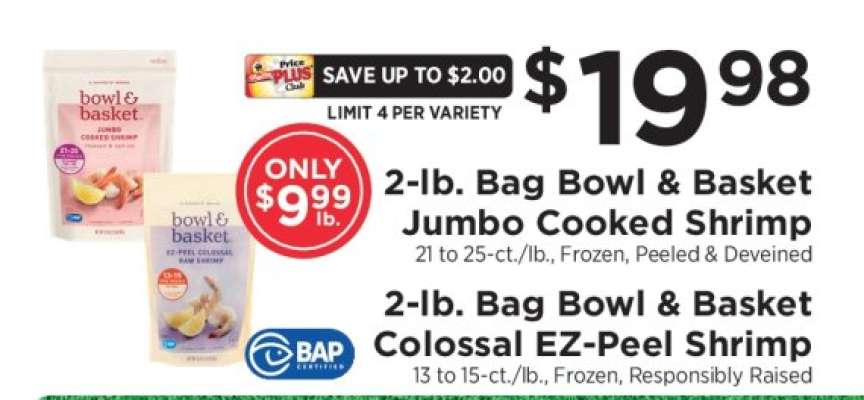 2-lb. Bag Bowl & Basket Jumbo Cooked Shrimp