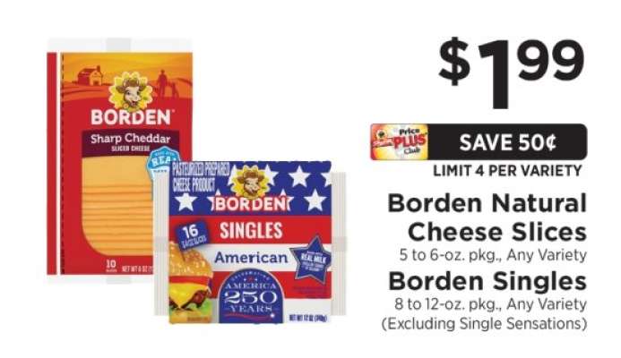 Borden Natural Cheese Slices / Borden Singles