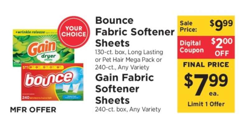 Bounce Fabric Softener Sheets / Gain Fabric Softener Sheets