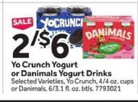Yo Crunch Yogurt or Danimals Yogurt Drinks