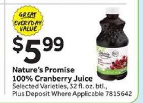 Nature's Promise 100% Cranberry Juice