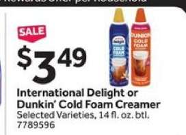 International Delight or Dunkin’ Cold Foam Creamer