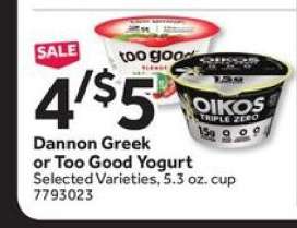 Dannon Greek or Too Good Yogurt