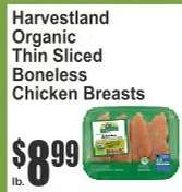 Harvestland Organic Thin Sliced Boneless Chicken Breasts