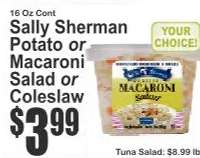 Sally Sherman Potato or Macaroni Salad or Coleslaw