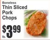 Boneless Thin Sliced Pork Chops
