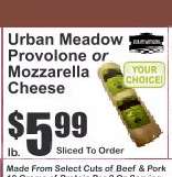 Urban Meadow Provolone or Mozzarella Cheese