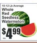 Whole Red Seedless Watermelon