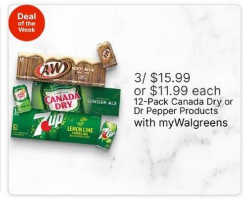 12-Pack Canada Dry or Dr Pepper Products