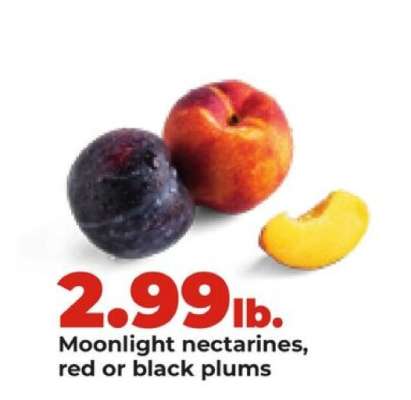 Moonlight nectarines, red or black plums