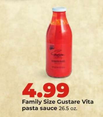 Family Size Gustare Vita pasta sauce