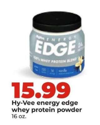 Hy-Vee energy edge whey protein powder