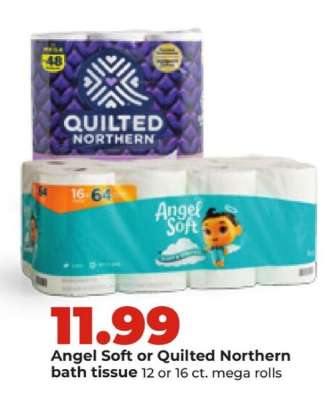 Angel Soft or Quilted Northern Bath Tissue