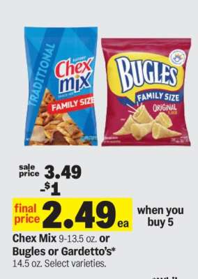 Chex Mix or Bugles or Gardetto's