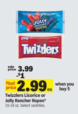 Twizzlers Licorice or Jolly Rancher Ropes