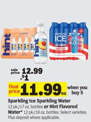 Sparkling Ice Sparkling Water or Hint Flavored Water