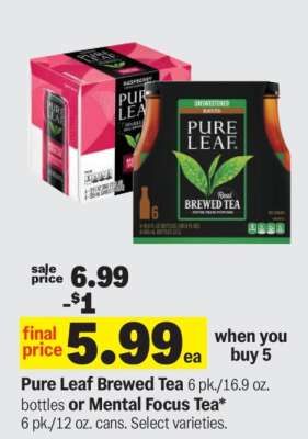 Pure Leaf Brewed Tea or Mental Focus Tea
