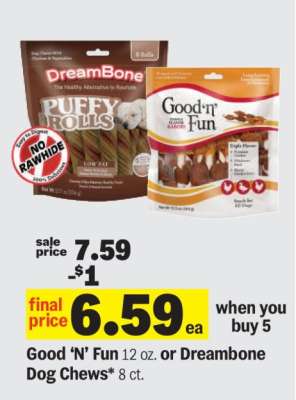 Good ‘N’ Fun 12 oz. or Dreambone Dog Chews* 8 ct.