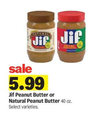 Jif Peanut Butter or Natural Peanut Butter
