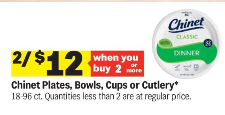 Chinet Plates, Bowls, Cups or Cutlery*