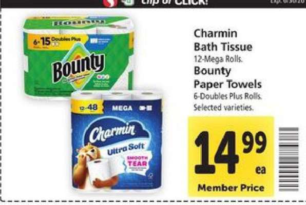 Charmin Bath Tissue, Bounty Paper Towels