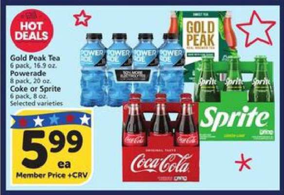 Gold Peak Tea, Powerade, Coke or Sprite