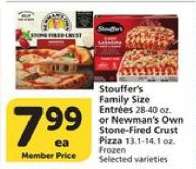 Stouffer's Family Size Entrées or Newman's Own Stone-Fired Crust Pizza