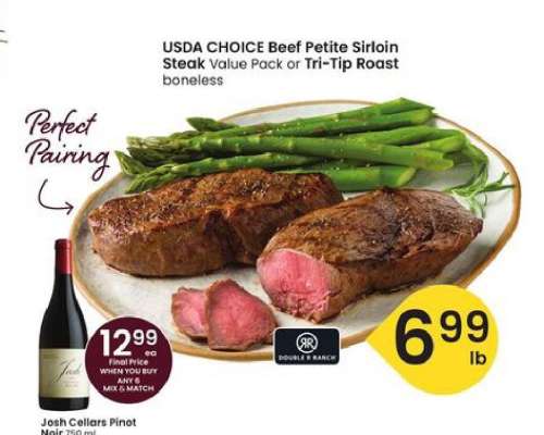 USDA CHOICE Beef Petite Sirloin Steak Value Pack or Tri-Tip Roast