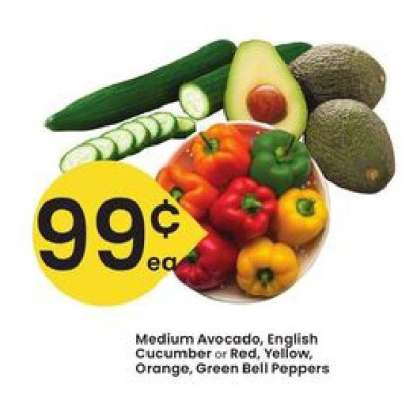 Medium Avocado, English Cucumber or Bell Peppers